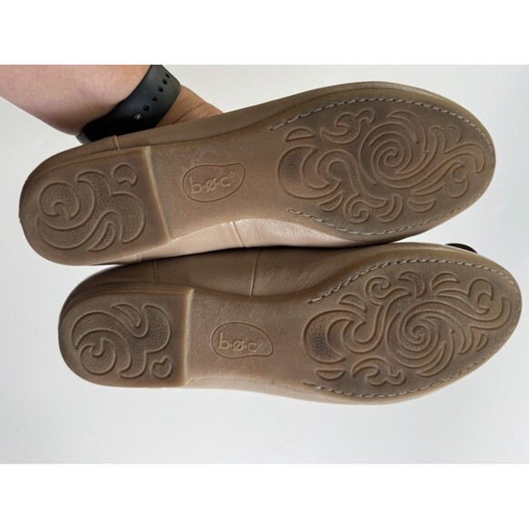 Boc Born Concepts Shoes Women 10M Slip On Flats Beige Tan Leather Comfort Flower - Picture 8 of 10